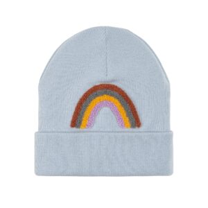 Image Beanie Mütze Kinder - Merino Wolle, Little Gang, Regenbogen Hellblau 1-3 Jahre