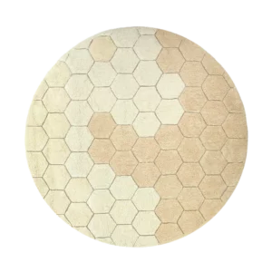 Image Waschbarer Teppich Runden Honeycomb Golden 140cm