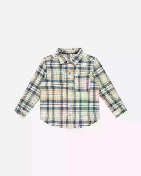 Image Collared Long Sleeve Indigo Plaid